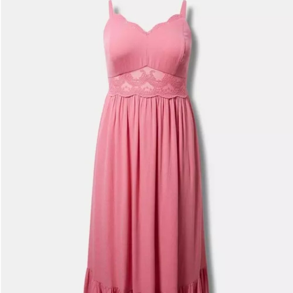 Torrid Light Pink Lace Inset Dress